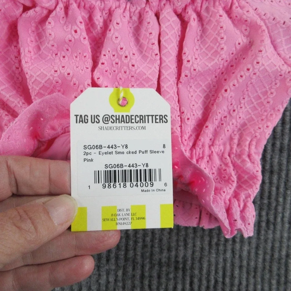Shade Critters Swim Set Girls 8 Pink Bralette Bikini Lined Geometric NWT